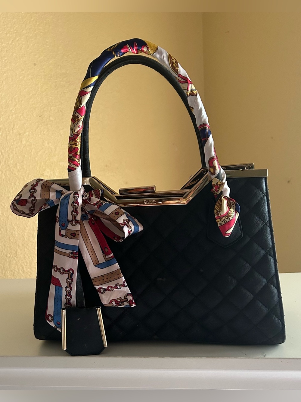 2 Twilly Women Purse Head Neck Scarf Baroque /Lock Stripe Cream Blue White Red